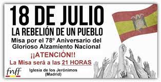 Fundación F. Franco on Twitter: "Hoy Misa por el 78º Aniversario del  Glorioso Alzamiento Nacional en Madrid ¡No dejéis de acudir!  http://t.co/BU7PaK1jcy" / Twitter
