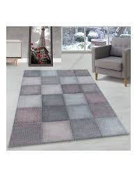 Dieser aussergewöhnliche teppich ist vollständig handgewebt. Kurzflor Teppich Zart Rosa Grau Modernes Quadrat Pixel Muster Teppich Weich