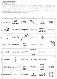 Each of the puzzles below provides a visual representation of a common word or phrase. Wackie Wordies 57