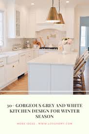 30 Gorgeous Grey And White Kitchen Design For Winter Season In 2020 White Kitchen Gray And White Kitchen Kitchen Design