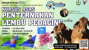 Jabatan agama islam negeri perak (c) kumpulan perkhidmatan : Jabatan Perkhidmatan Veterinar Negeri Perak Kursus Asas Penternakan Lembu Pedaging Anjuran Jabatan Perkhidmatan Veterinar Negeri Perak Tarikh 3 Mac 2021 Rabu Masa 8 30 Pg 12 30 Tgh Platform Zoom Meetings