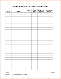 Brilliant Daily Attendance Sign In Sheet For Homecare Worker With Simple Table Form An Image Part Of Attendance Sheet Template Sign In Sheet Attendance Sheet