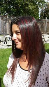 Cherry Red Highlights In Dark Brown Hair Gray Hair Highlights Dark Hair With Highlights Red Highlights In Brown Hair