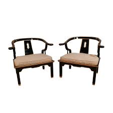 Chinese Style Black Horseshoe Chairs James Mont For Century Chair Chairs For Small Spaces Side Chairs