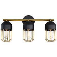 Palmerston 19 1 4 Wide Black And Gold 3 Light Bath Light 79v02 Lamps Plus In 2020 Black And Gold Bathroom Black Bathroom Light Black Bathroom Light Fixtures
