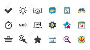 Internet Seo Icons Bandwidth Speed Online Shopping And Tick