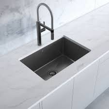 Burnished gunmetal black stainless steel kitchen single sink trough 280 mm elkay quartz classic undermount composite 25 in. Evier De Cuisine Simple Acier Inox Noir Metallise Prochef Par Julien