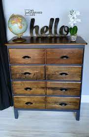 We used matte because we. How To Update A Dresser Navy And Dark Stain My Repurposed Life Rescue Re Imagine Repeat