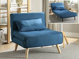 sillon cama posio de tela azul l 74xan 78xalt 75 cm fauteuil convertible fauteuil tissu bleu
