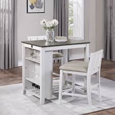 A dining room table is more than a place to eat, it's a place where friends and family gather. 3 Piece Pub Wooden Dining Table With 2bar Stool Storage Usb Port Overstock 32605068