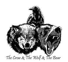 The Crow The Wolf The Bear Crow Totem Crow Logo Scratchboard Art