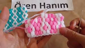Kilim Desenli Lif Modeli Tig Isi Sablonu Bobble Tig Orgu Projeleri
