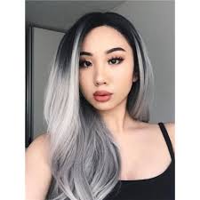 Red ombre brings a warm tone to black and dark hair that matches perfectly. Ombre Natural Black To Silver Grey 1b Sg