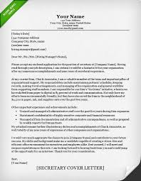 Letter to replace secretary : Secretary Cover Letter Sample Cover Letter For Resume Letter Example Resume