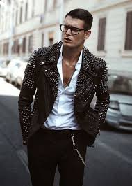 Pin By Let My People Dress Up On Coats Studded Leather Jacket Stylish Jackets Brown Leather Jacket Men