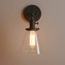 Most lights delay when turned on while led lighting is instantaneous. Lamps Light Fixtures Permo Industrial Wall Sconce Lighting With On Off Switch Funnel Flared Clear Glass Hand Blown Shade Antique Tools Home Improvement Heiber Com My