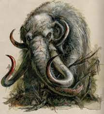 chaos war mammoths are a tainted and savage race of mammoths that have been transformed by the raw and mutating p mammoth warrior concept art fantasy creatures