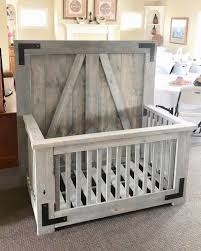 Farmhouse Style Baby Crib Nice Gray Finish With Black Accent Pieces Probably The Funnest Project I Think I Ve Baby Boy Decorations Baby Furniture Baby Cribs