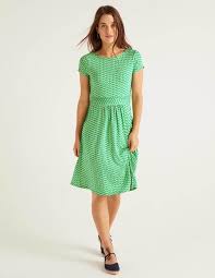 Amelie Jersey Dress Rich Emerald Deco Petal