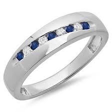 Amazon Com Men 39 S Titanium Wedding Band Engagement Ring W X2f Blue Simulated Engagement Ring Wedding Band Anniversary Wedding Band Titanium Wedding Band