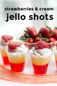 This Strawberries And Cream Jello Shots Recipe Is The Best It S Not Too Strong And Tastes More Like Dessert Than Jello Shot Recipes Shot Recipes Layered Jello