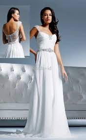Discount Cheap Jeweled Capped Sleeves Designer Bridal Gowns Line Olivia B116 Beaded Sheer Illusion Back Chiffon Sweep Train A Line Wedding Dresses Dresses T Lin Wedding Dresses Designer Bridal Gowns Wedding