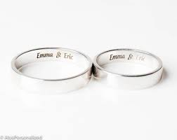 Wedding Band Set His And Hers His And Her Promise Rings For Etsy Engraved Wedding Rings Moissanite Engagement Ring White Gold Yellow Gold Engagement Rings