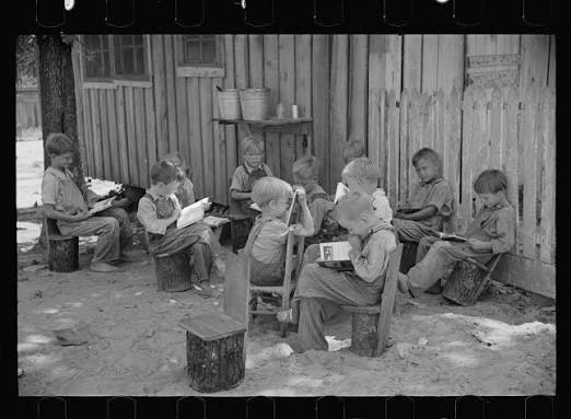 Even during the Great Depression, education must go on. Farm Security  Administration school. Alabama, 1935.