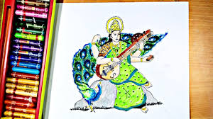25 saraswati mata clip art images on gograph. How To Draw Goddes Saraswati Mata Easy Saraswati Drawing Step By Step Youtube