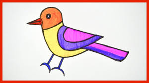 How To Draw A Bird Step By Step Drawing Coloring For Kids In 2020 Easy Drawings For Kids Bird Drawing For Kids Bird Drawings