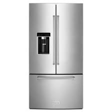 Kitchenaid 23 8 Cu Ft French Door Refrigerator In Stainless Steel Counter Depth Krfc604fss The Home Depot French Door Refrigerator Fridge French Door Counter Depth French Door Refrigerator