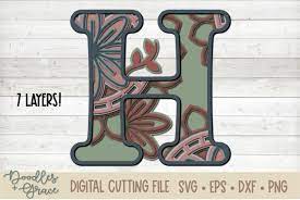 Download Letter H 3d Layered Alphabet Mandala Svg Eps Png Dxf 719600 Cut Files Design Bundles