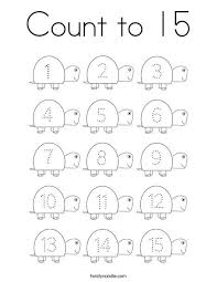 Count To 15 Coloring Page Twisty Noodle Kindergarten Coloring Pages Numbers Preschool Preschool Coloring Pages