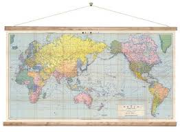 World Map Wall Chart New Zealand Centered Ready To Hang