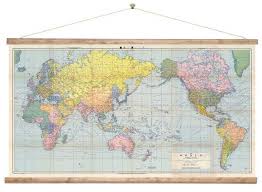 world map wall chart new zealand centered ready to hang