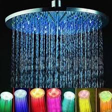 Stainless Steel 8 Inch Rgb 9 Led Light Rain Shower Head Bathroom Ultra Quiet Shower Head Rain Shower Headrain Shower Aliexpress