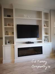 Such electric fireplaces are installed into a wall. Bespoke Tv Unit With Electric Fire Living Room Wall Units Built In Shelves Living Room Family Room Walls