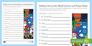 Noun is a word used as a construction paper (enough for class). Holidays Around The World Common And Proper Nouns Worksheet