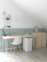 Wohngoldstuck Interior Home Office Im Scandi Look Dachschrage Einrichten Halb Bemalte Wande Haus Deko