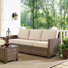The bradenton patio furniture collection by crosley not only provides utmost comfort, its elegance will brighten any backyard. Crosley Furniture Bradenton Outdoor Sofa With Sand Cushions On Sale Overstock 14787909