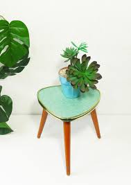 Vintage Plant Stand Flower Stool Side Table Light Green Etsy Plant Stand Light Table Side Table