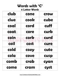 Four letter adjectives · able · back · bare · bass · blue · bold · busy · calm . 4 Letter Words That Begins With C