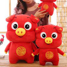 Chinese New Year Party Decor Lovely Red Plush Stuffed Pig Toy For Kids Gift Unbranded Chinese New Year Party Pig Stuffed Toy Chinese Party Decorations