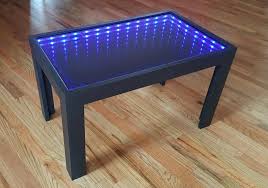 Black Coffee Table With Cool Illusion Lights Featuring Infinity Mirror Effect In 2020 Black Coffee Tables Coffee Table Cool Illusions