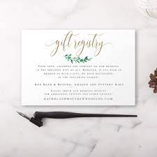 Gift Registry Card Template Gold Wedding Enclosure Card Template Greenery Invitation Enclosure R Wedding Invitation Inserts Gift Registry Cards Wedding Website