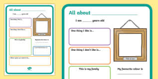 All about me worksheet first grade. All About Me Worksheet Preschool Printable Activity