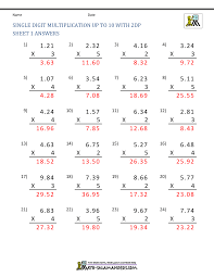 You can create easy decimal problems to be solved with mental math, worksheets for multiplying by 10, 100, or 1000, decimal long division problems, missing number. Decimal Multiplication Worksheet 5th Grade