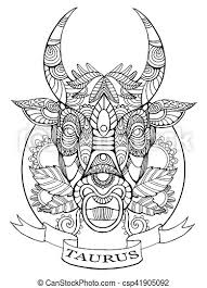 21 cm x 29.7 cm (8.3 x . Taurus Zodiac Sign Coloring Book For Adults Vector Illustration Anti Stress Coloring For Adult Tattoo Stencil Zentangle Canstock