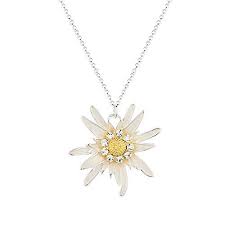 Luomart Fashion Flower Edelweiss Pendant Necklace Silver 18k Gold Plated Two Tone Luomart Daisy Necklace Gift Necklace Necklace