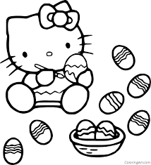 Hello kitty chef pie eggs easter. Hello Kitty Is Painting Easter Eggs Coloring Page Coloringall